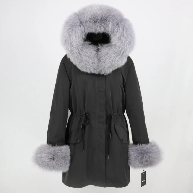 coat with fur cuffs and hood
