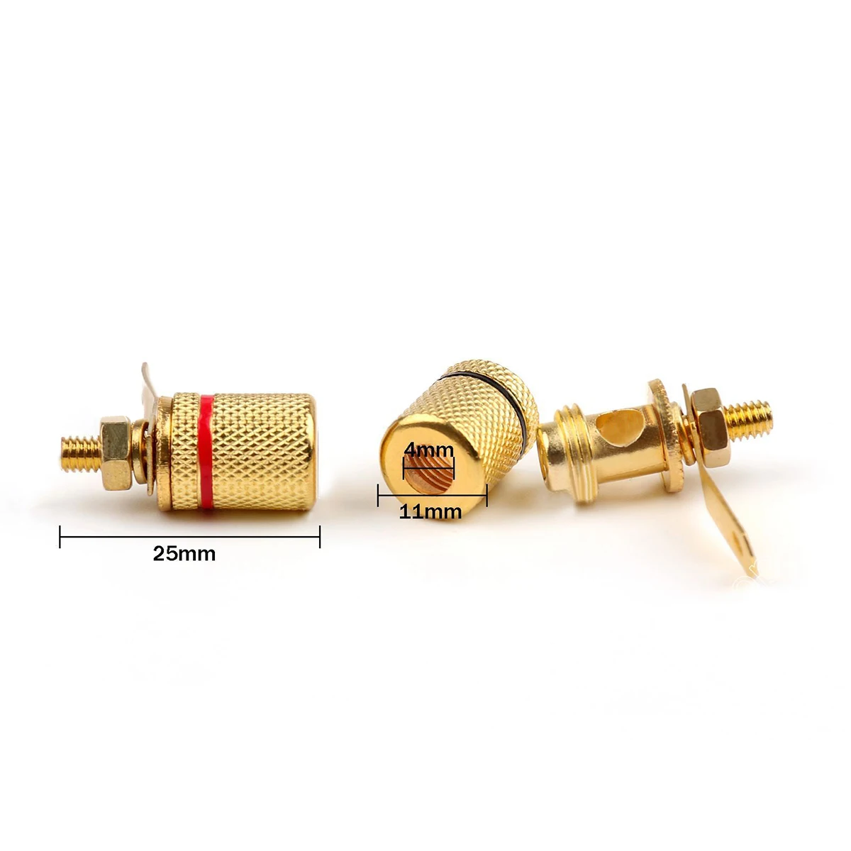 10pcs Gold Plated Audio Connector Terminal Mayitr Binding Post Speaker Amplifier 4mm Dia. Banana Plug Jack 25*11mm