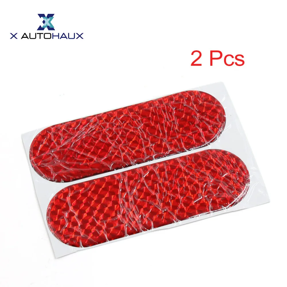 

X Autohaux 12Cmx4cm Car Auto Exterior Reflector Decal Stick-On Reflective Sticker Red 2Pcs