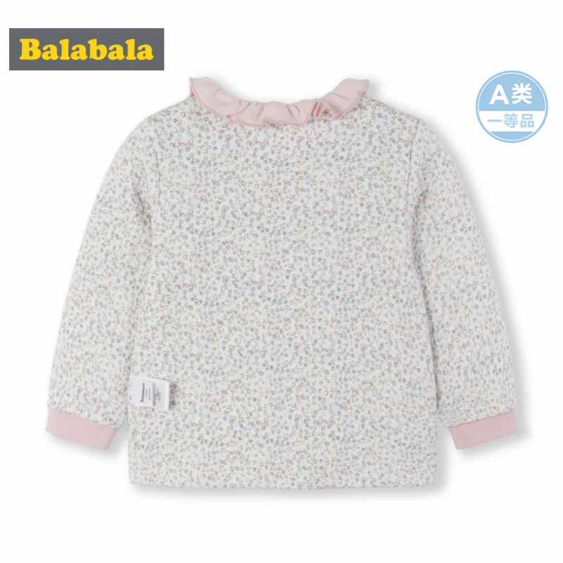 Balabala Infant Baby Mädchen Weiche Baumwolle Rüschen Kragen Langarm Hemd Sweatshirt Offene Schulter Ribbing an Manschette für Neugeborene Baby