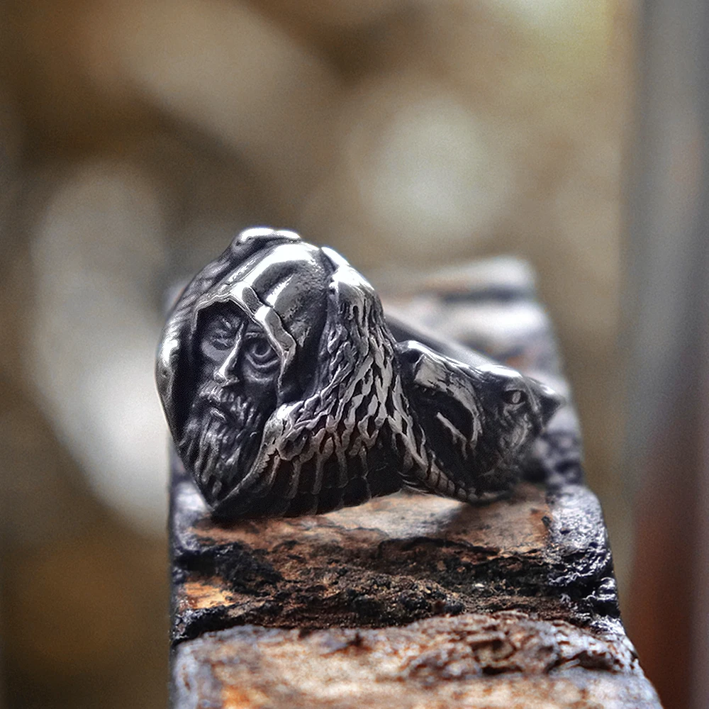 

Mens Viking Odin Raven Stainless Steel Ring Norse Mythology Amulet Rings Scandinavian Talisman Jewelry