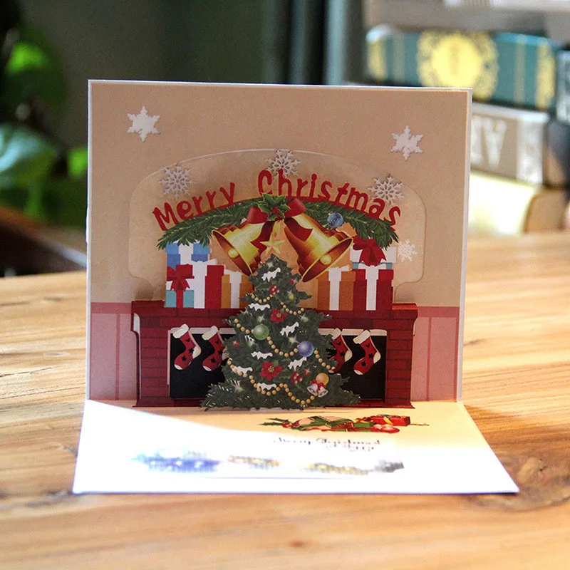 2018 New Year 3D Laser Cut Handmade Color Printing Merry Christmas Blessing Cards Paper Invitation  - 32828198492