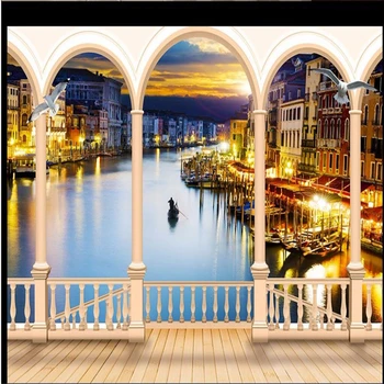 

Beibehang wallpaper Italy Venice Art Night Landscape Arch Living room sofa background large mural 3d wall murals wallpaper