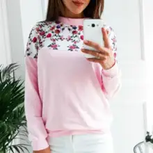 NewWomen осень и зима весна с цветочным принтом дикие смешанные цвета цветочный шею длинными рукавами Толстовка 4 типа для выбора