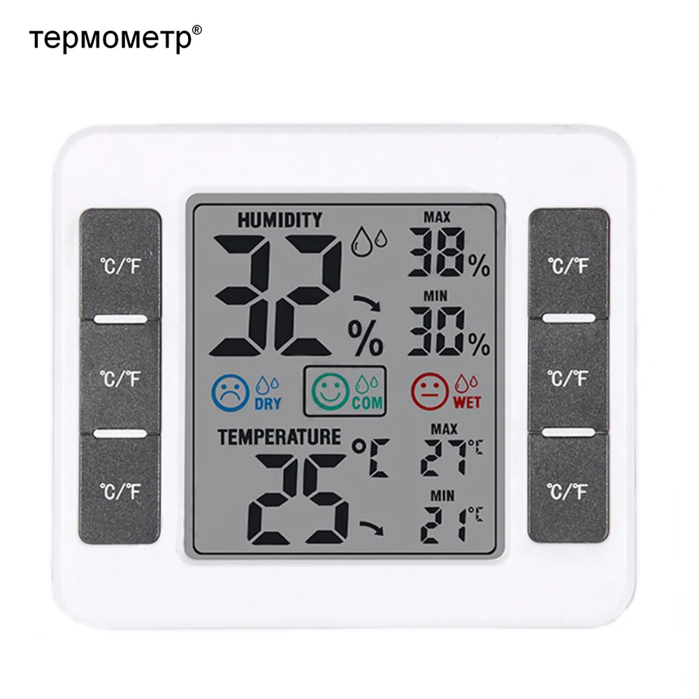 Бытовой цифровой ЖК-термометр для внутренней стены, термометр, гигрометр, измеритель влажности, монитор, домашняя теплица, метеостанция