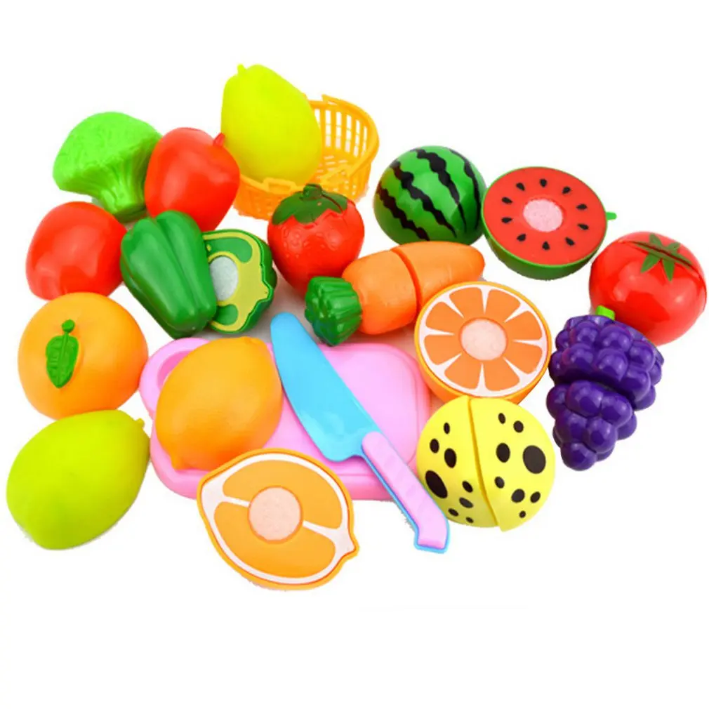 25 шт. Детские кухонные ролевые игры, игрушки для резки фруктов, овощей, миниатюры еды, классические детские игрушки, игровой набор, развивающие игрушки - Цвет: 15PCS