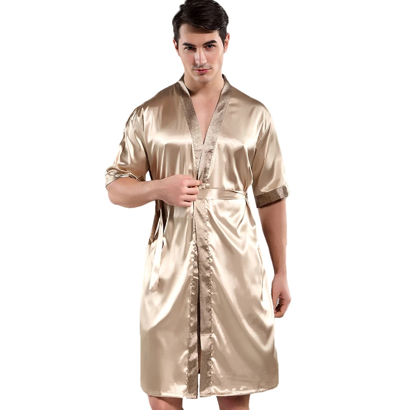 Casual Männlichen Robe Bademantel Kimono Kleid Satin Rayon Nachtwäsche Chinesischen Männer Nachtwäsche Gedruckt Blume Intimate Dessous Nachthemd