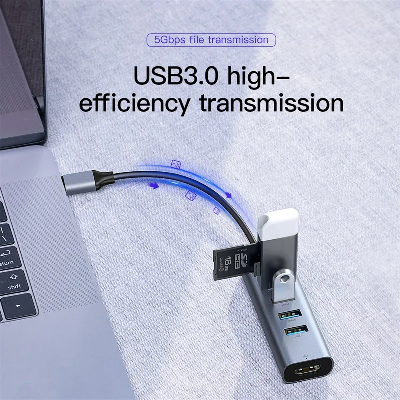 Дешево Baseus Мульти font b USB b font C концентратор 3,0 font b USB b font HDMI адаптер для MacBook Pro Вид аксессуаров C концентратор RJ45 кард ридер Ethernet font b usb b font разветвитель