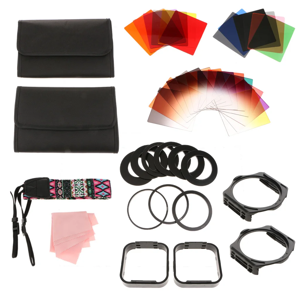 38 in 1 Graduated 24 Color Filter Sets Filters Lens Kit with 2 Filter Holder