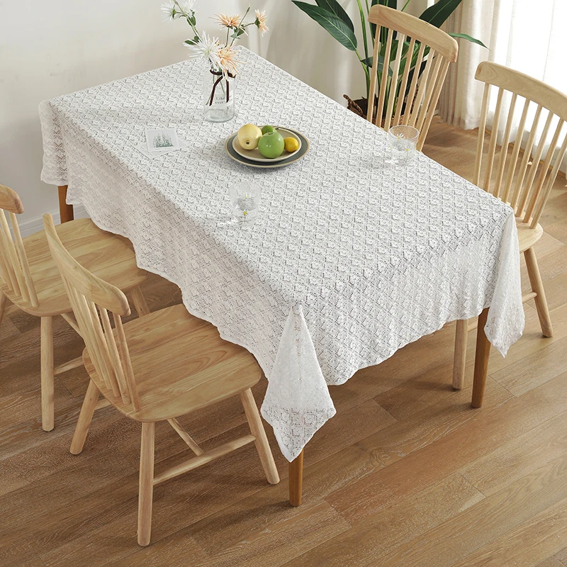 White Lace Tablecloth Decortive Table Cloth Rectangular Tablecloth Dining Table Cover Wedding Party Banquet Table Cloth Decor