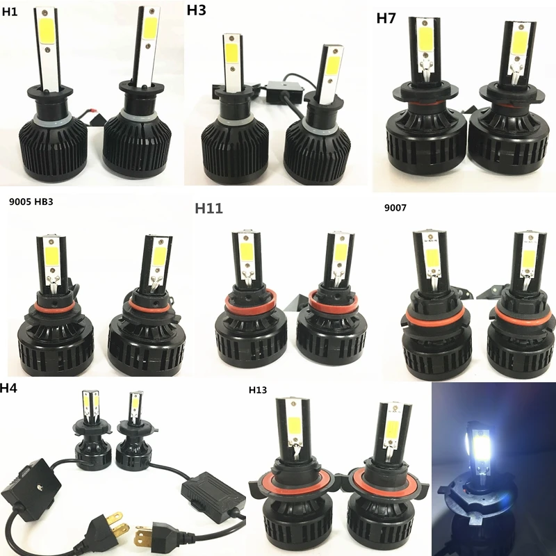 2 X Plug & Play 60 Вт 6000LM H1 H3 H4 H7 H8 H10 H11 H13 9005/HB3 9006/HB4 880 COB светодиодный DRL Автомобильный