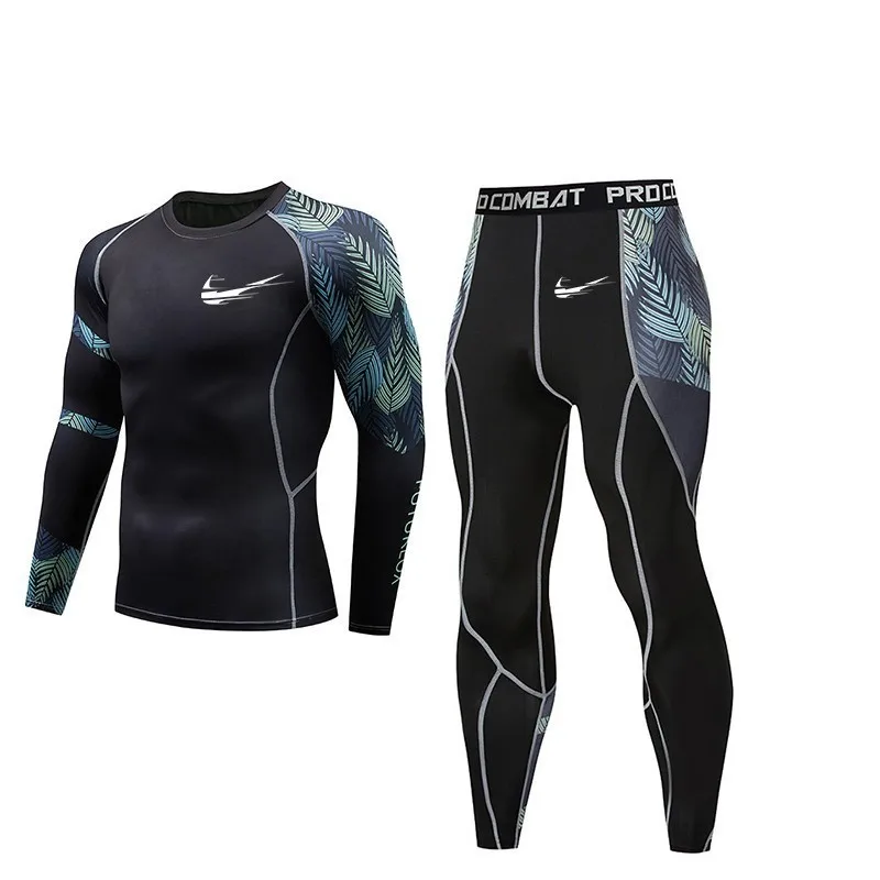Компрессионные спортивные костюмы для мужчин быстросохнущая рубашка с длинным рукавом брюки для мужчин Набор для бега тренажерный зал фитнес облегающая уличная спортивная одежда