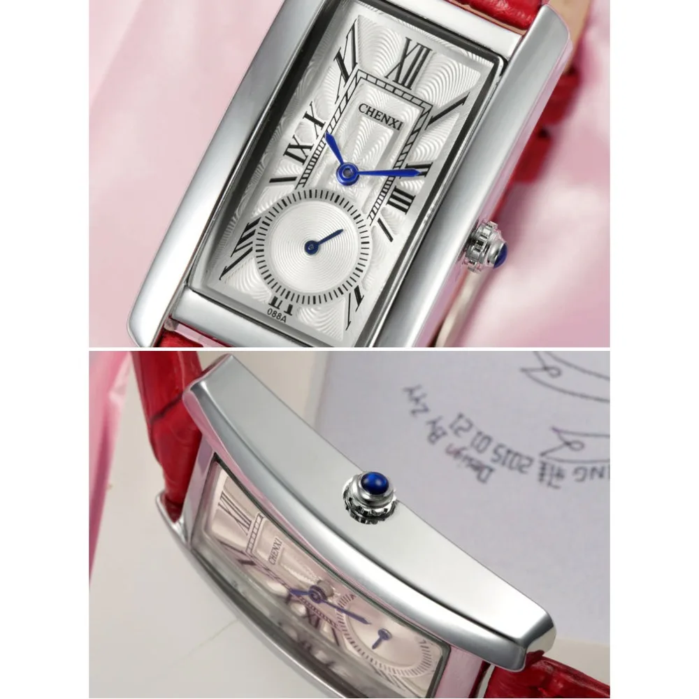 CHENXI, женские классические часы с квадратным циферблатом, кварцевые часы с кожаным ремешком, женские и женские часы с римскими цифрами, калибровочные наручные часы для девочек