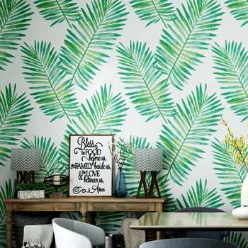 

Nordic Style Paper Wallpaper Southeast Asian Tropical Rain forest Plant Banana Leaf Living Room Bedroom TV Background Wall Paper