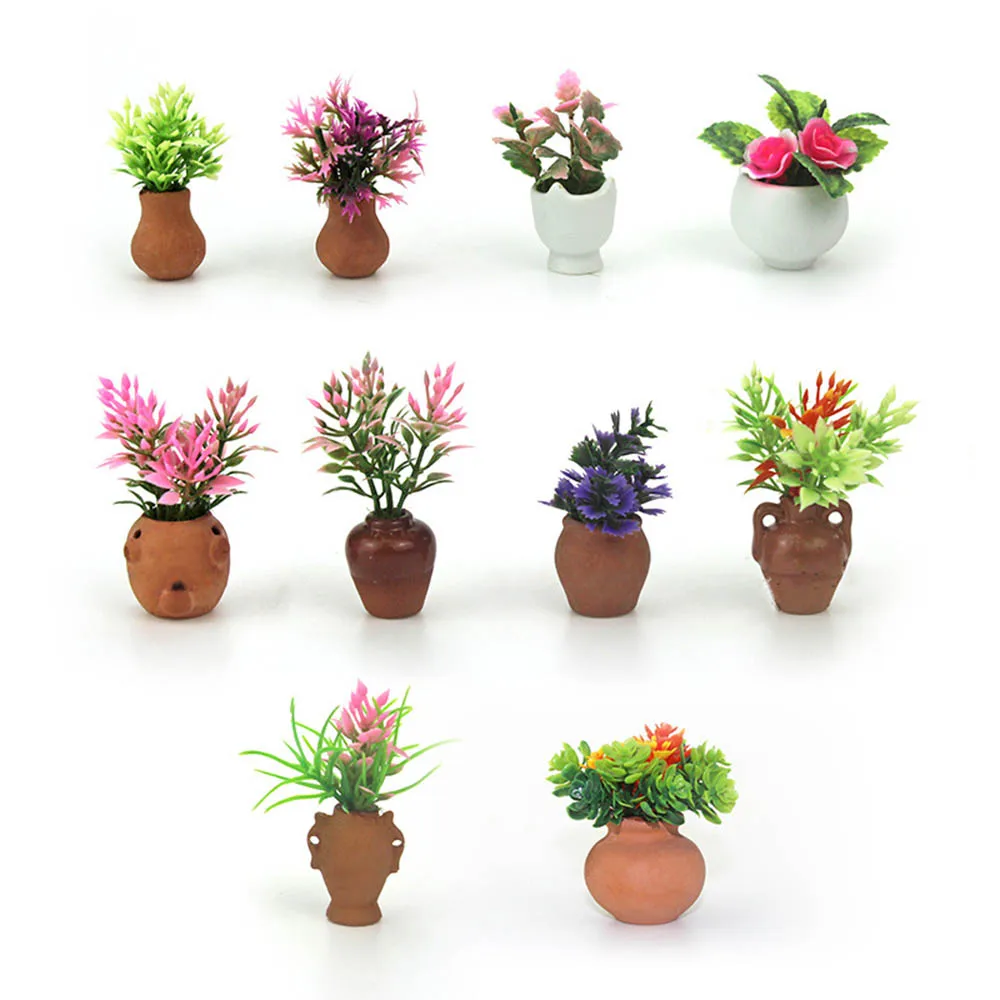 

1/12 Dollhouse Miniature Accessories Mini Potted Plant Simulation Flower Model Toy Doll House Decoration