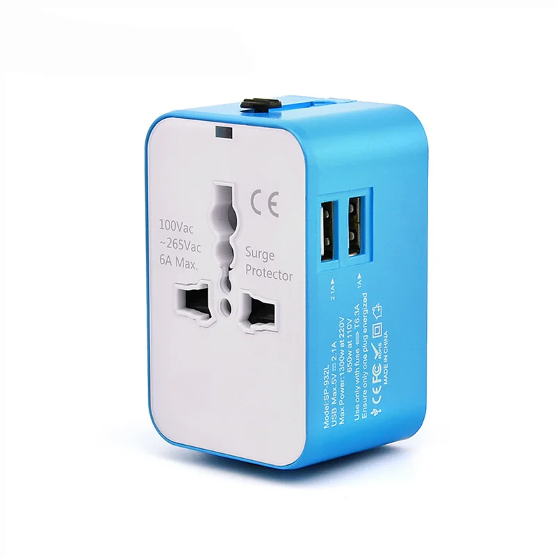 

International Universal Converter Socket Adapter Dual USB Port AC100-250V World Travel Socket Charger Converter EU UK US AU