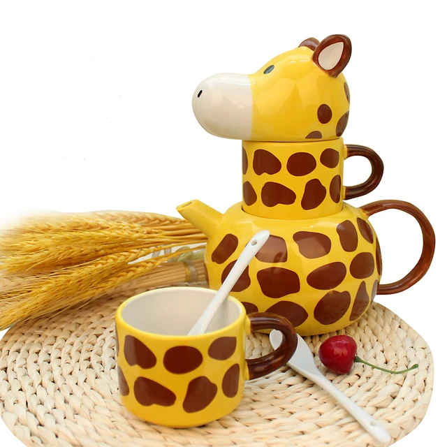 Couple Parent child Ceramic Animal Giraffe Shape Hand Painted Cup ... Couple Parent child Ceramic Animal Giraffe Shape Hand Painted Cup ...