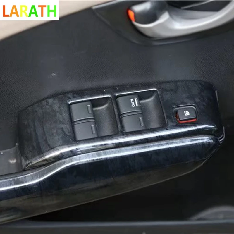 

For Honda Fit Jazz 2007-2012 Carbon Fiber Black Mahogany Glass Switch Cover Trim Door Window Button Decoration Panel 4pcs