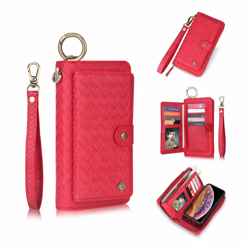 

Woven Luxury PU Leather Wallet Case For Samsung S8 S9 S10 Plus S10E Bags Capinha For iPhone XS Max XR X 6 6S 7 8 Plus Back Case