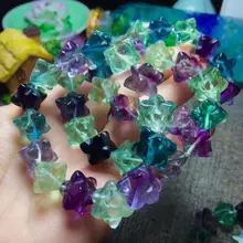 Флюорит резной квадратный многоцветный 12 мм браслет 7,5 дюймов FPPJ для женщин подарок