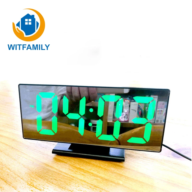 LED Mirror Digital Alarm Clock Electronic Watch Table Multifunction Snooze Temperature Night Display LED Desktop Alarm Clocks