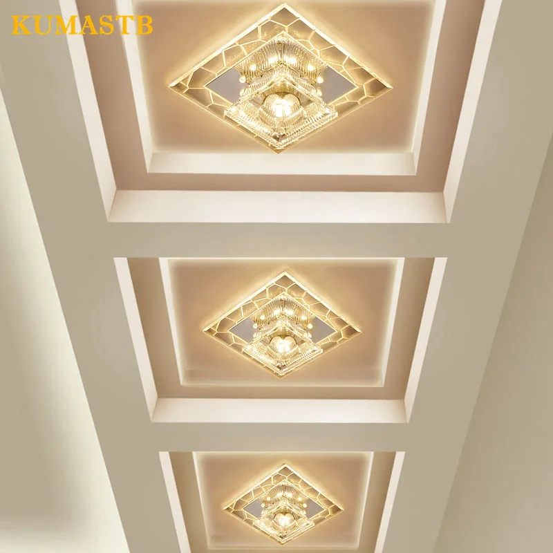 

Modern Corridor Crystal Surface Mounted/Embedded LED Ceiling Lights For Living Room Simple Small LED Luxury Crystal Lamp Stair