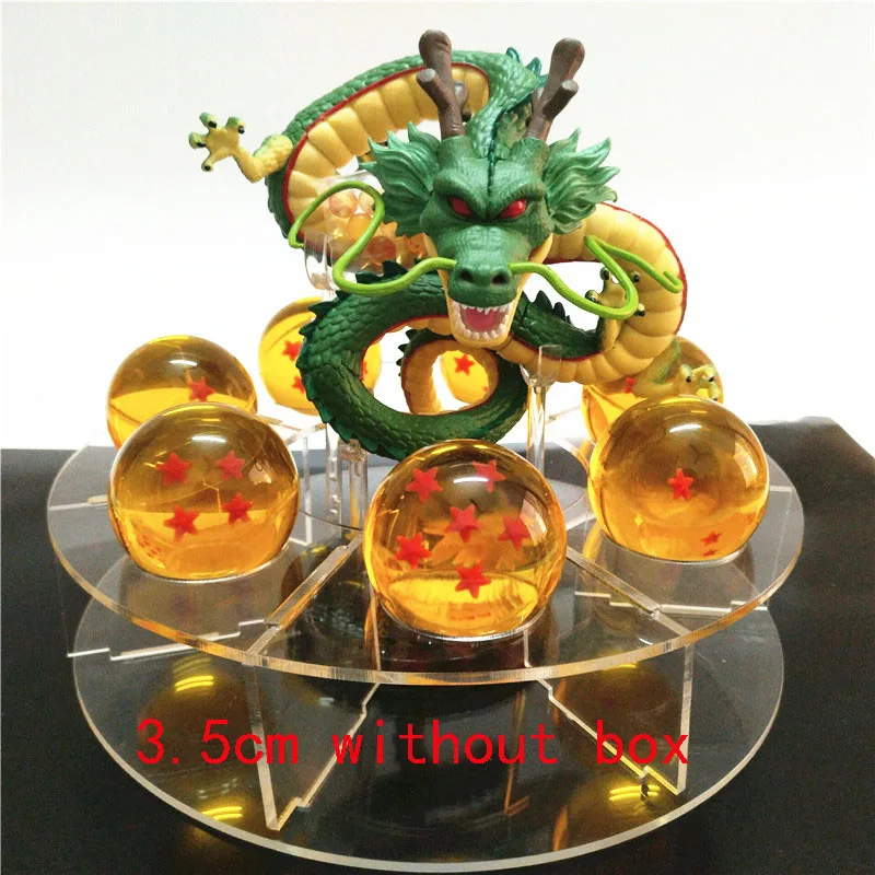 Dragon ball Z фигурка Shenron Shenlong Dragon ball фигурки дракона+ 7 хрустальных Драконовых шаров 4,2 см+ 1 полка brinquedos - Цвет: 3.5cm opp