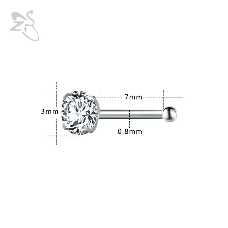 ZS 3 шт./лот 20 г кольца для носа пирсинг из хирургической стали Nariz шпильки для носа Кристалл розовый камень пирсинг носа крючки Nostril Pieercing