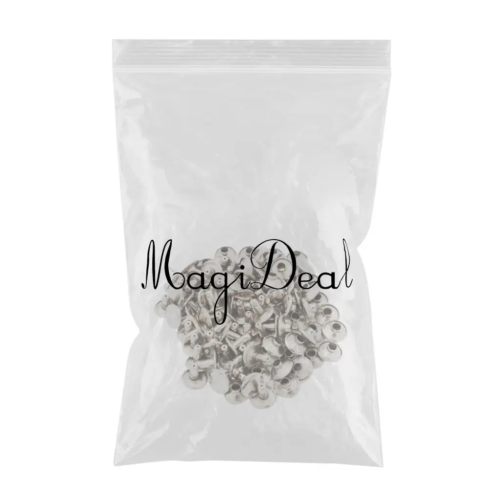 fityle 50Pcs/set Silver Round DOUBLE CAP Copper Rivets Studs For Jeans Pants Clothing Decorative Accessories