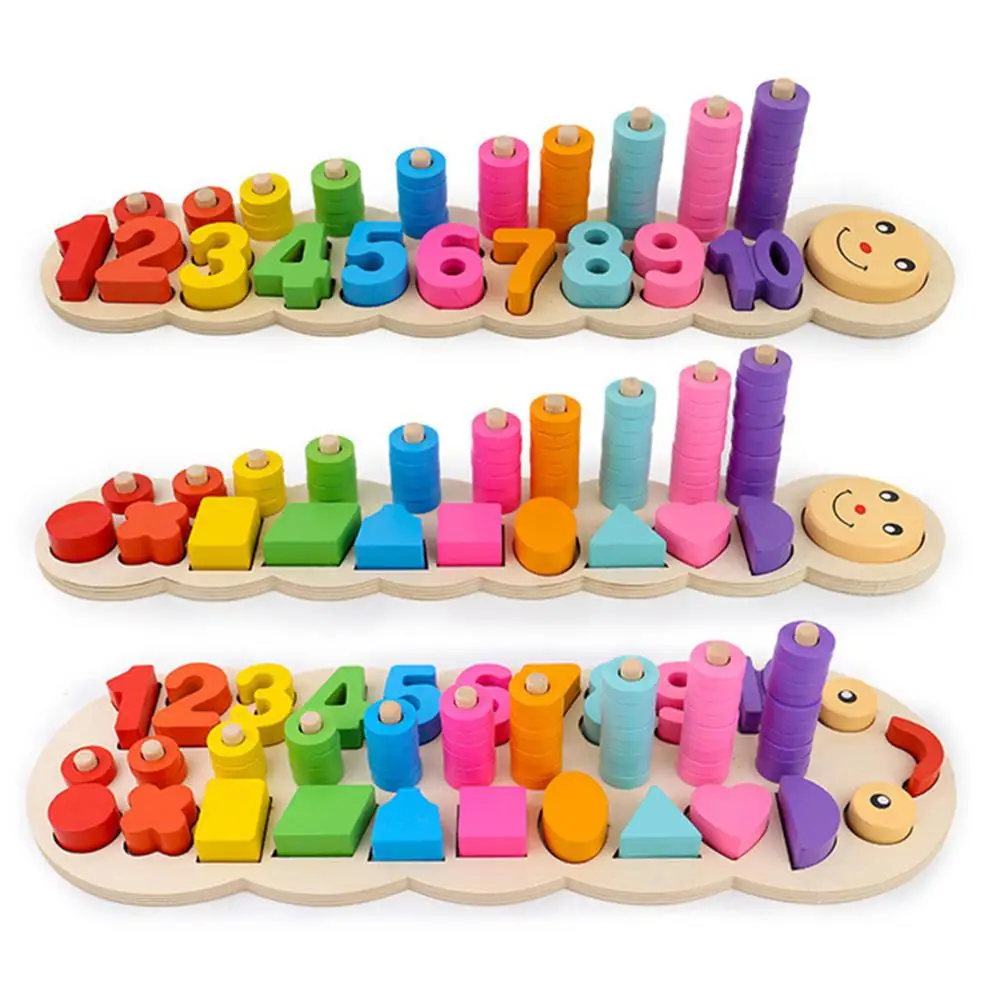 MrY гусеница деревянная Геометрическая сборка доска головоломки числовая форма подходящая обучающая игрушка для школьников дошкольного