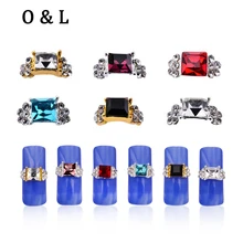 10pcs Square Diamond Crystal Rhinestone 3d Alloy Nail Art Decorations Gold Silver Charm Glitter Slice DIY Beauty Salon Nail Tool