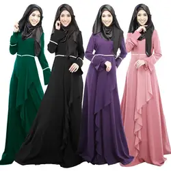 Мусульманское платье 2019 женский свободный однотонный халат одежда абайя исламский, Арабский Кафтан