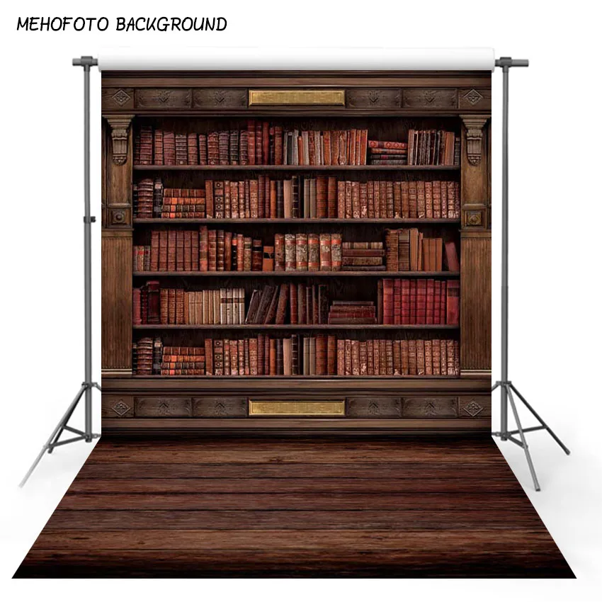 Виниловый фон для фотосъемки с изображением книжной полки на заказ студентов