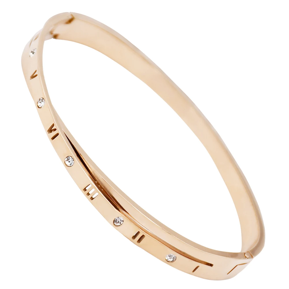 

17cm Gold Bracelet Femme Jewelry Stainless Steel Cuff Bracelets For Women Charming Zircon Bracelets Bangles Wholesale