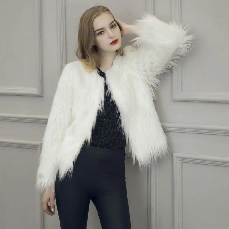 Guyunyi Elegant Faux Fur Coat Women 2018 Autumn Winter
