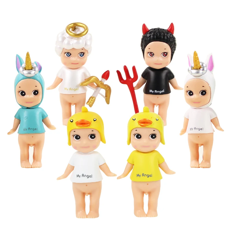 2 шт./лот 6-8 см Kawaii Mini Sonny Angel Devil Cupid Animal Horse Unicorn Duck экшн-фигурки торты детские