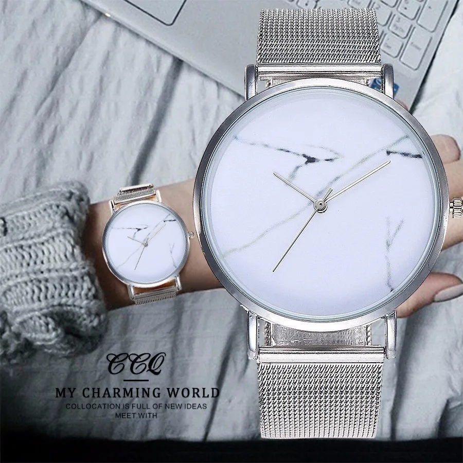 

Drop Shipping Creative Marble Dial Quartz Watch Fashion Casual Women Simple Dress Watch Relogio Feminino