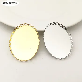 

20pcs 30x40mm 6Colors Brass Vintage Jewelry Settings Lace Tray Blank Cameo Cabochon Accessory Findings