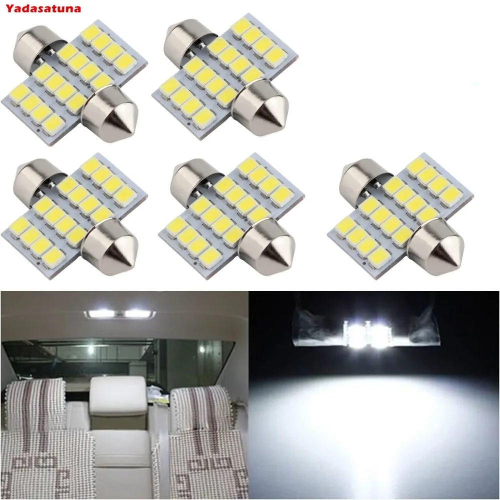 Kit 10 Lampada Siluro Luz Teto/Placa 16 Led Smd Super Branca 31Mm