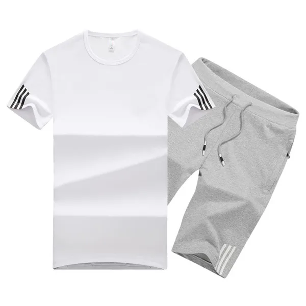Rlyaeiz негабаритных 6XL повседневное спортивный костюм для мужчин лето 2018 г. тонкий комплект спортивный в полоску футболк