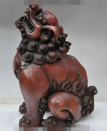 

S02031 14"chinese fengshui bronze foo dog lion beast pixiu statue incense burner Censer B0403