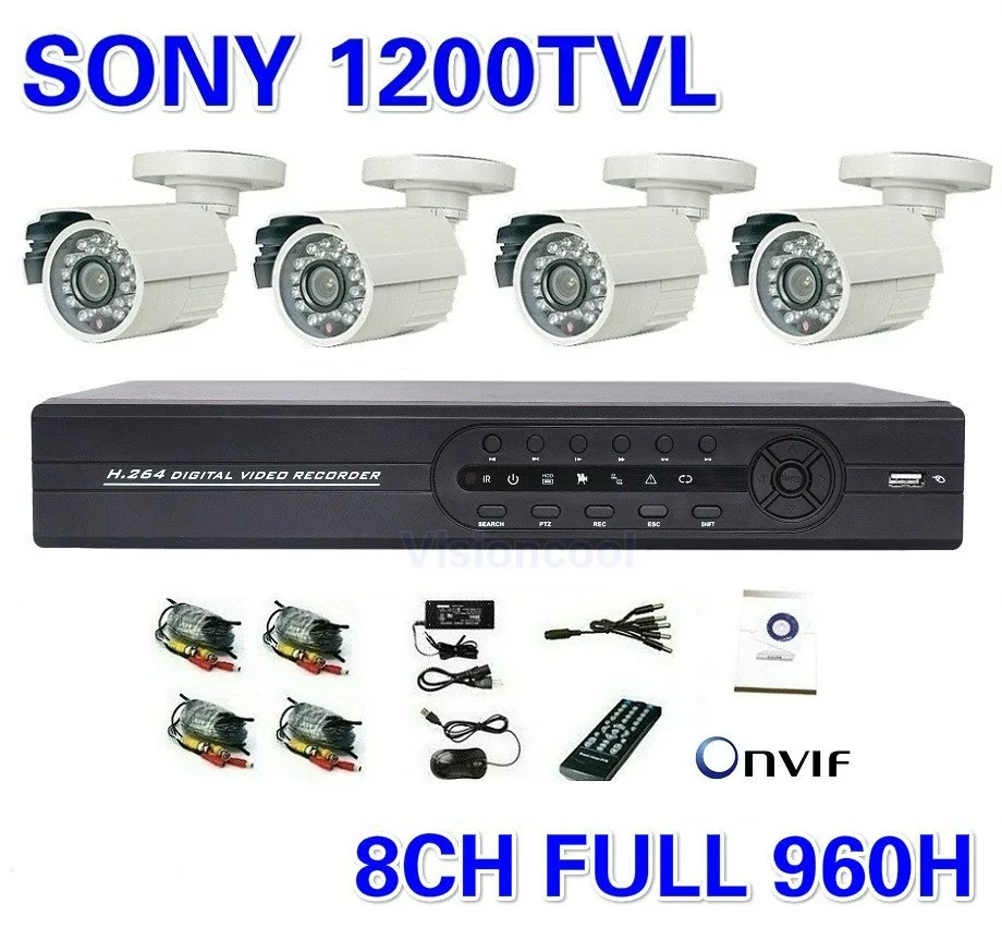 Ip-безопасности NVR Sony 1200TVL видеонаблюдения система 8ch полный 960 H видеорегистратор