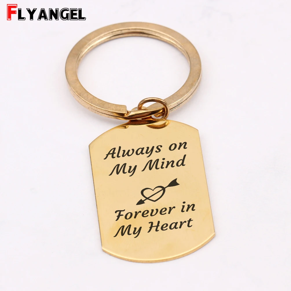 

High Quality Laser Engraved Love Key Chains Lettering Always On My Mind Forever In My Heart Gifts For Wedding Day Anniversary