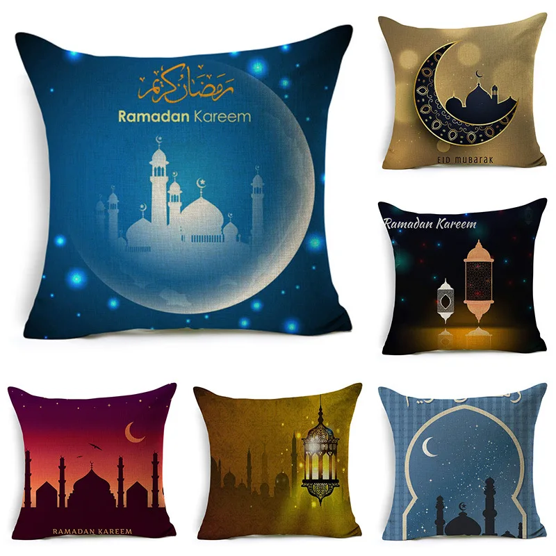 

Ramadan Islamic Eid Mubarak For Home Decorations Muslim Mosque Decorative Cushion Cover Pillow case Decor Sofa Cotton 45X45CM