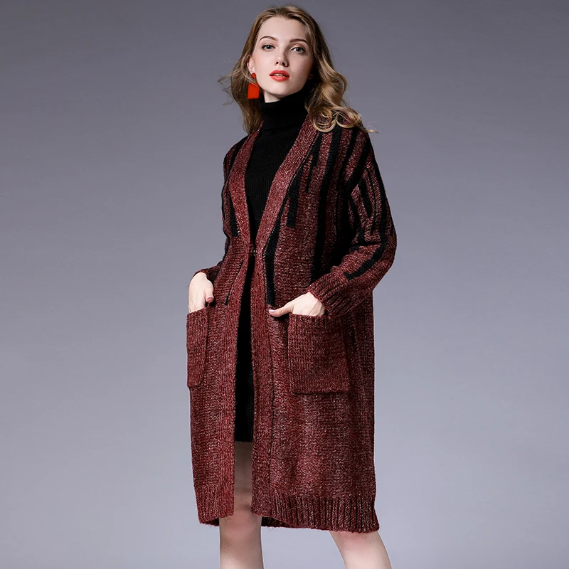 Long Cardigan Sweaters Coat Ladies 2018 Autumn Long Knit Sweater Women