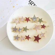 1 шт. заколки для девочек простой геометрический звезда шпильки зажимы девушка милые Полые синтетические чёлки волос клип металл ацетат клип G0430