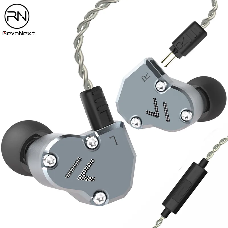 Revonext QT2s 2DD+ 1BA гибридные наушники в ухо HIFI DJ монитор для бега спортивные наушники ушные наушники гарнитура вкладыши обновленный QT2 - Цвет: grey with mic