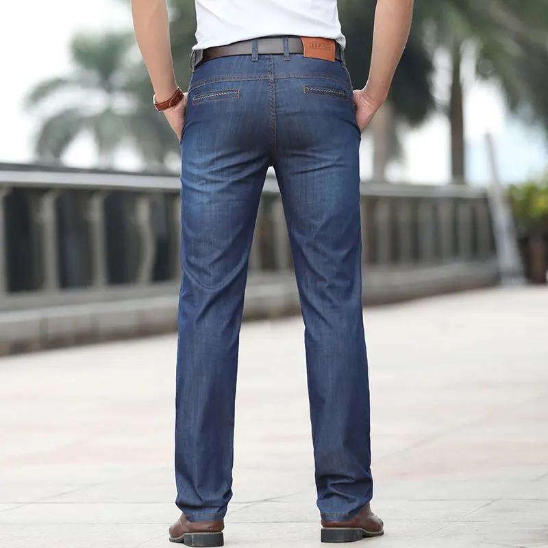 Summer JEEP Brand Cotton Smart Casual Jeans Elastic Men's Casual Full Length Retro Simple Jeans Cotton Pants Fashion Trousers 44 (21)