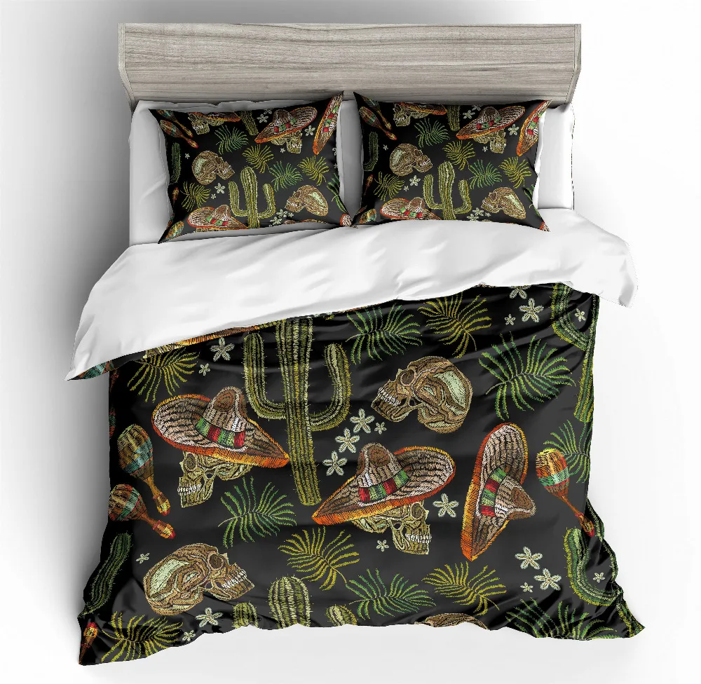 

3D print Bedding set skull cactus hat frinds'/kids' gift/present Duvet cover set Home Textiles
