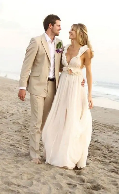 Nuovo Su misura Lino Beige Smoking Dello Sposo Slim Fit Mens Beach Wedding  Party Abiti Sposo Groomsman Suit (Jacket + pantaloni) terno|pants  swimwear|pants blousepants big - AliExpress